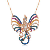 Silver Rose Emerald Phoenix Women's Necklace